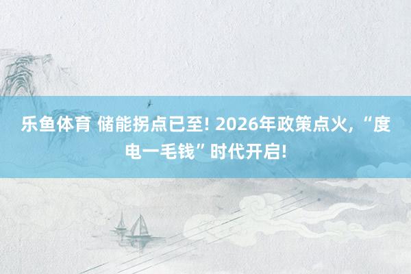 乐鱼体育 储能拐点已至! 2026年政策点火, “度电一毛钱”时代开启!