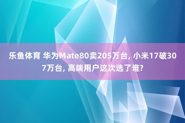 乐鱼体育 华为Mate80卖205万台, 小米17破307万台, 高端用户这次选了谁?