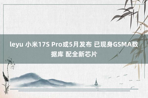 leyu 小米17S Pro或5月发布 已现身GSMA数据库 配全新芯片