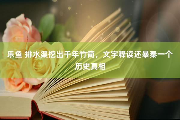 乐鱼 排水渠挖出千年竹简，文字释读还暴秦一个历史真相