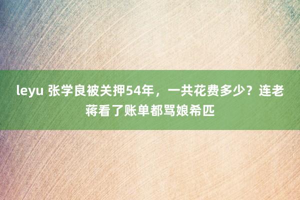 leyu 张学良被关押54年，一共花费多少？连老蒋看了账单都骂娘希匹