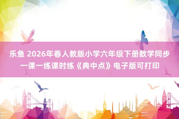 乐鱼 2026年春人教版小学六年级下册数学同步一课一练课时练《典中点》电子版可打印