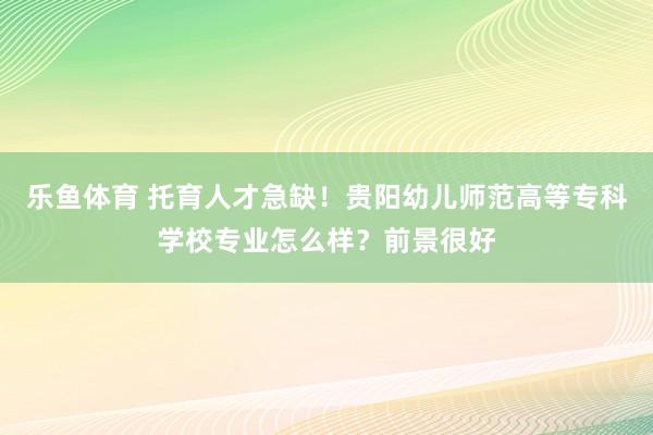 乐鱼体育 托育人才急缺！贵阳幼儿师范高等专科学校专业怎么样？前景很好