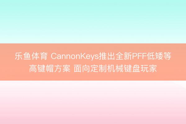 乐鱼体育 CannonKeys推出全新PFF低矮等高键帽方案 面向定制机械键盘玩家