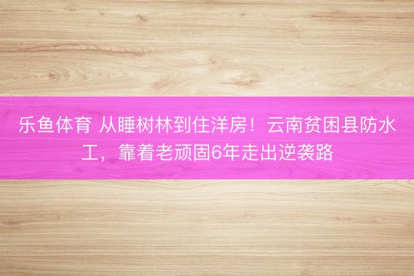 乐鱼体育 从睡树林到住洋房！云南贫困县防水工，靠着老顽固6年走出逆袭路