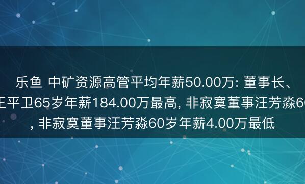 乐鱼 中矿资源高管平均年薪50.00万: 董事长、总裁及非寂寞董事王平卫65岁年薪184.00万最高, 非寂寞董事汪芳淼60岁年薪4.00万最低