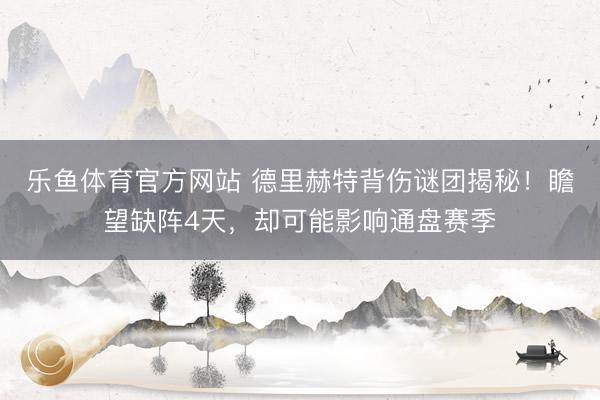 乐鱼体育官方网站 德里赫特背伤谜团揭秘！瞻望缺阵4天，却可能影响通盘赛季