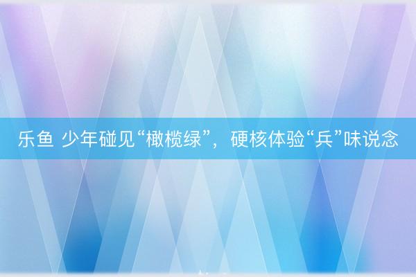 乐鱼 少年碰见“橄榄绿”，硬核体验“兵”味说念